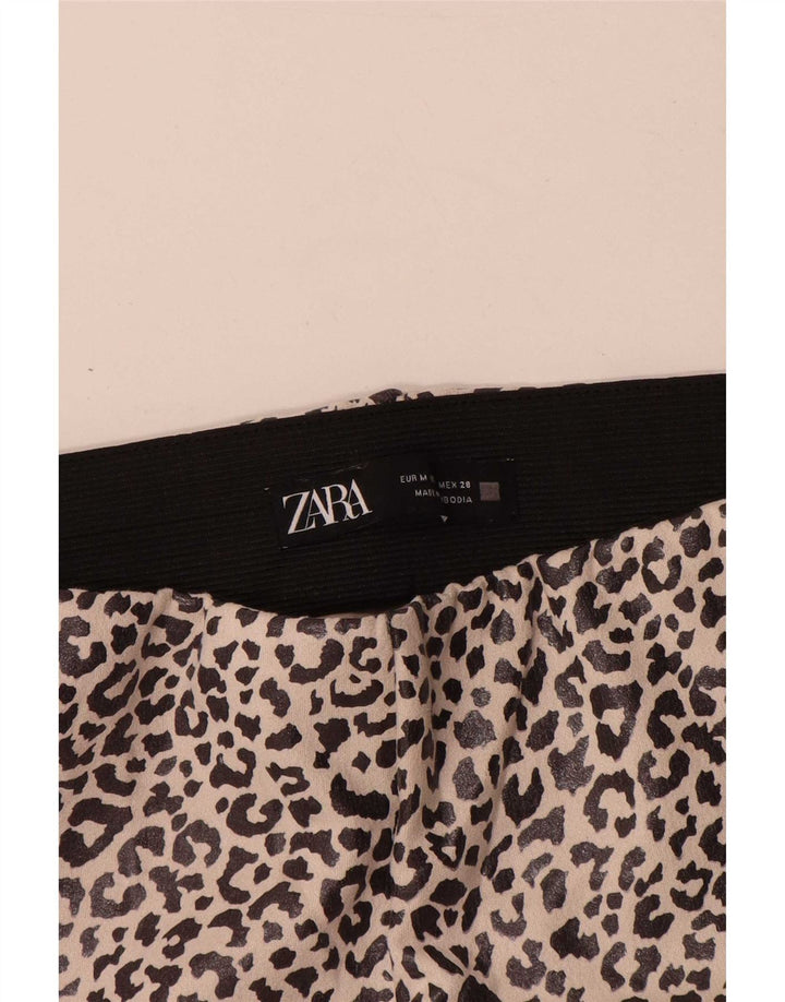 Zara Mujer Leggings Reino Unido 40 Medio Beige Animal Print Poliéster