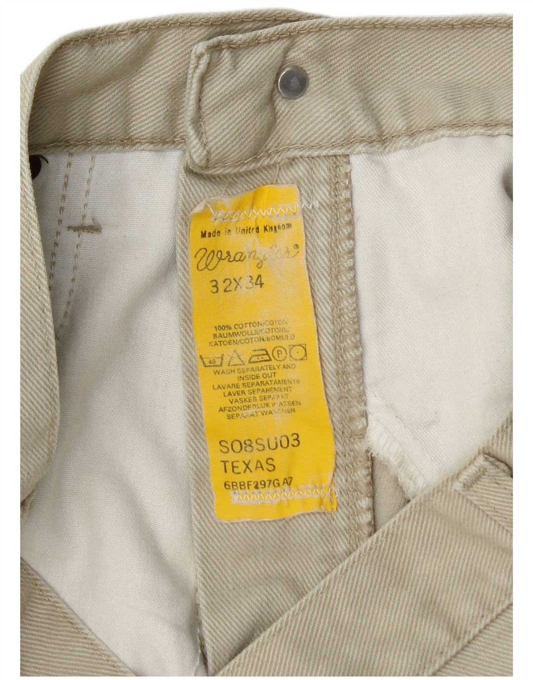 WRANGLER Pantalones casuales rectos Texas para hombre W32 L27 Algodón beige