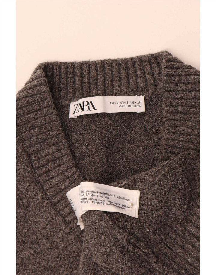Zara Mujer Crop Vest Tank Top UK 10 Small Gris Lana