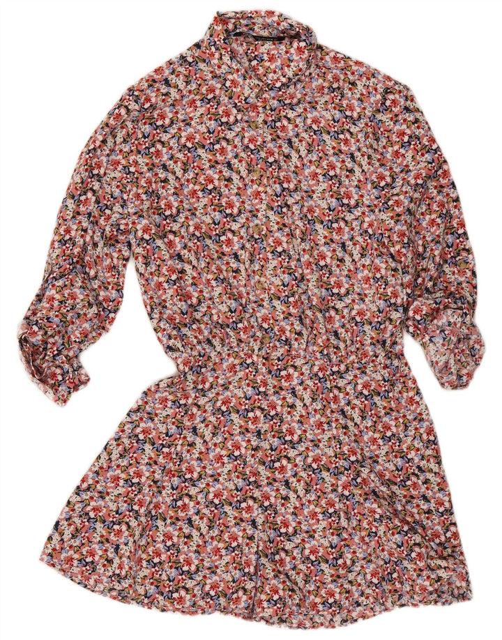 Zara Mono corto de manga larga para mujer, talla 40, poliéster floral multicolor pequeño
