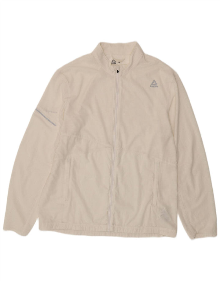 REEBOK Chaqueta superior de chándal para hombre Poliéster a cuadros blancos grandes