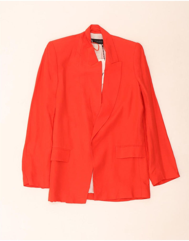 Zara Mujer Chaqueta Blazer Holgada UK 10 Small Viscosa Roja