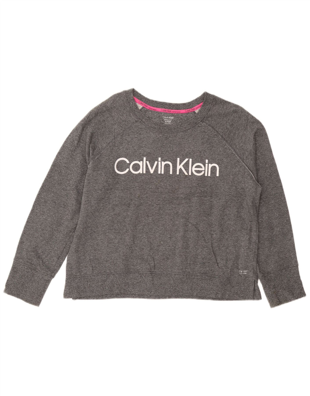CALVIN KLEIN Sudadera con gráfico corto para mujer UK 40 XL Gris moteado