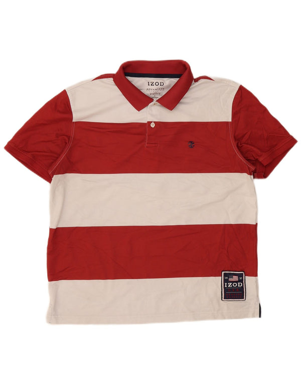 IZOD Polo para hombre grande rojo color block poliéster