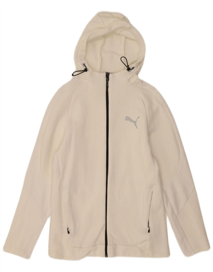 Puma - Sudadera con capucha y cremallera para hombre, algodón blanco mediano