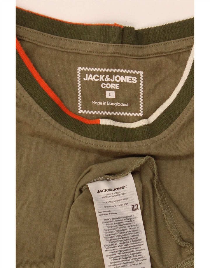 JACK & JONES Hombre Camiseta Top Large Khaki Algodón