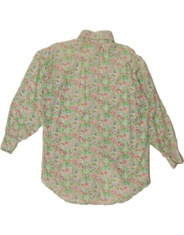 BENETTON Camisa de mujer UK 40 Small Algodón floral multicolor