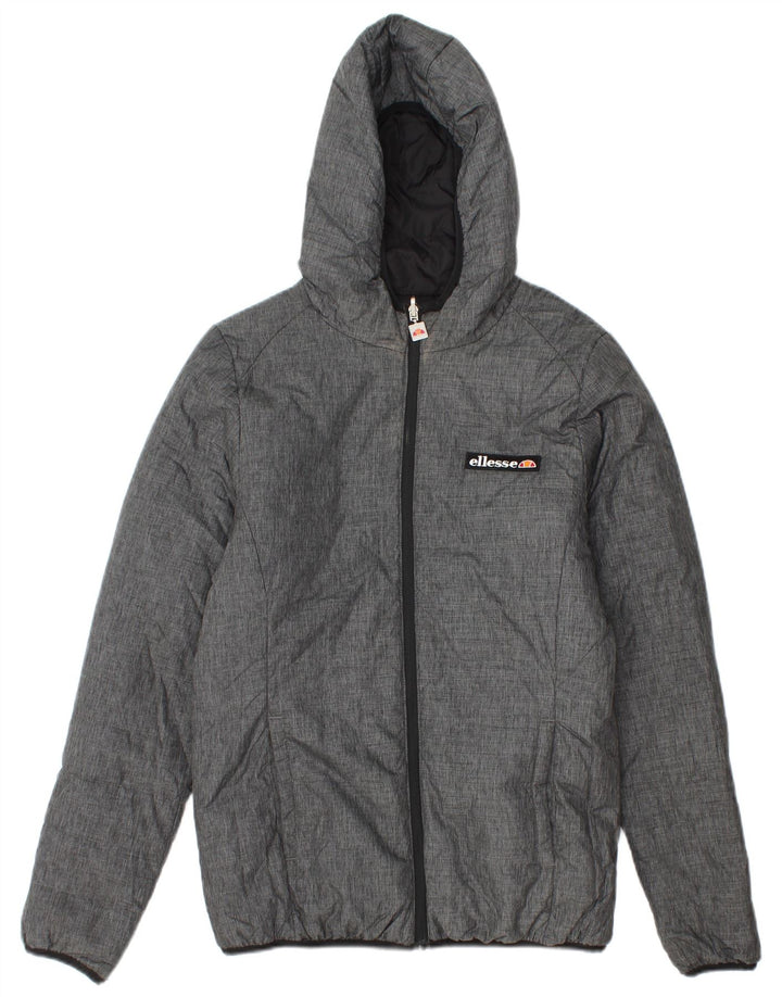 Ellesse Chaqueta acolchada reversible con capucha de gran tamaño para mujer UK 10 Small Grey