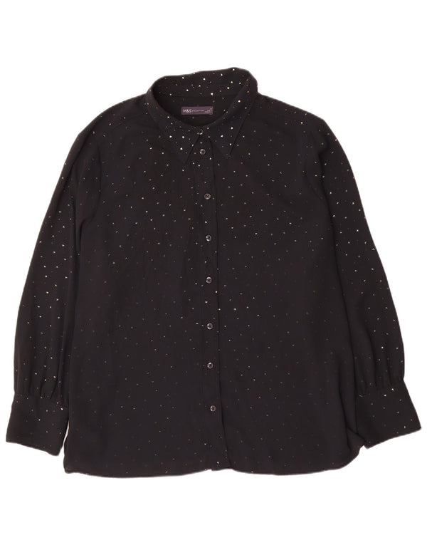 Marks & Spencer Blusa para mujer UK 34 4XL Poliéster con lunares negros