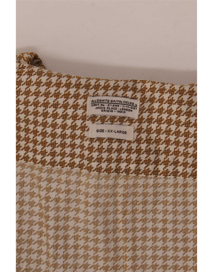 Camisa de franela para hombre All Saints 2XL Beige Pata de gallo