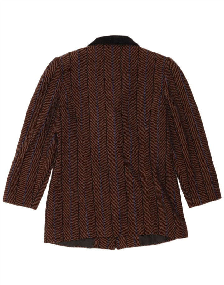 ANTONELLA Womens 4 Button Blazer Jacket UK 16 Large Brown Herringbone Wool