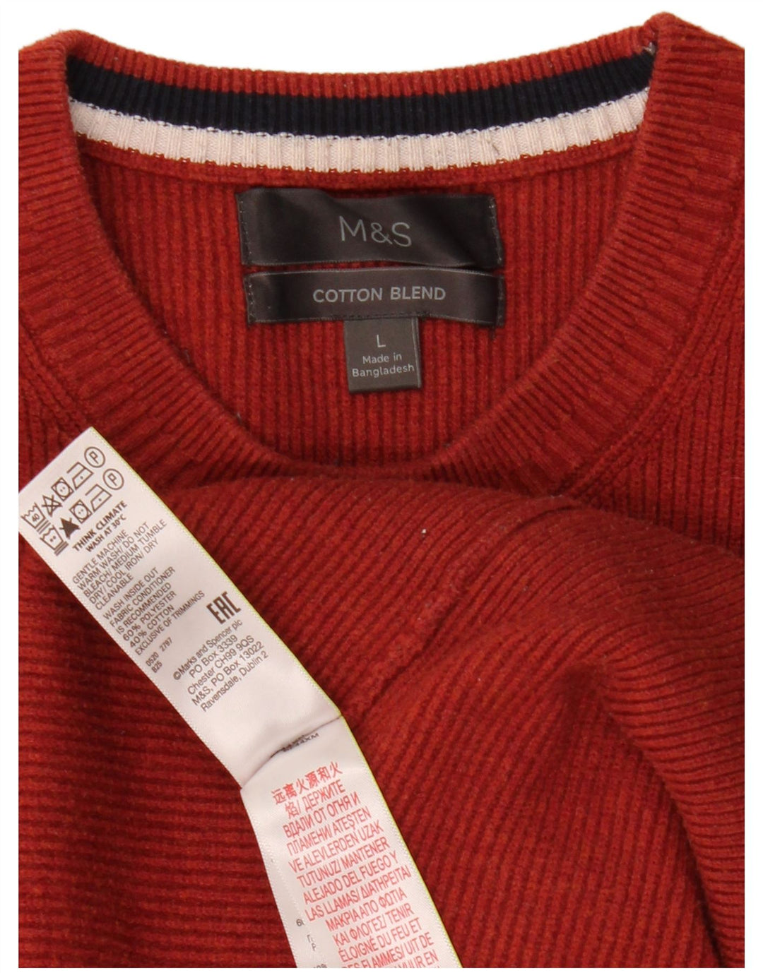 Marks & Spencer - Jersey de cuello redondo para hombre, talla grande, poliéster naranja