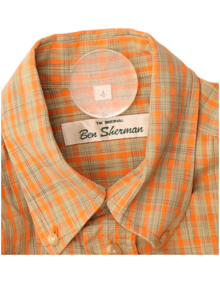 BEN SHERMAN Camisa de manga corta para hombre Cuadros naranja medio