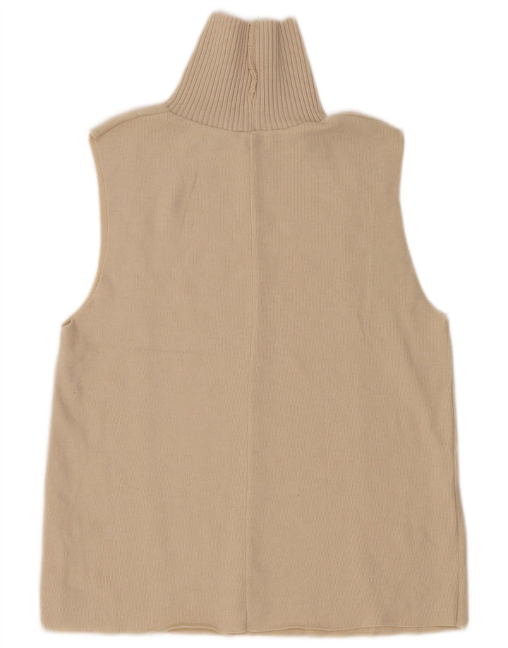 Zara Mujer Chaleco Tank Top UK 44 Medio Beige Poliéster