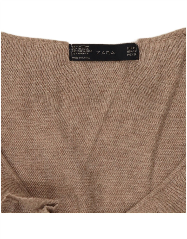 Zara Jersey con cuello en V y volantes en la parte delantera para mujer
