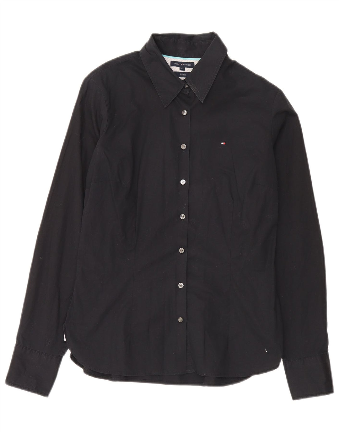 Tommy Hilfiger Camisa elástica para mujer US 8 Mediana Algodón negro