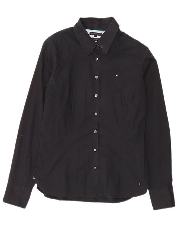 Tommy Hilfiger Camisa elástica para mujer US 8 Mediana Algodón negro