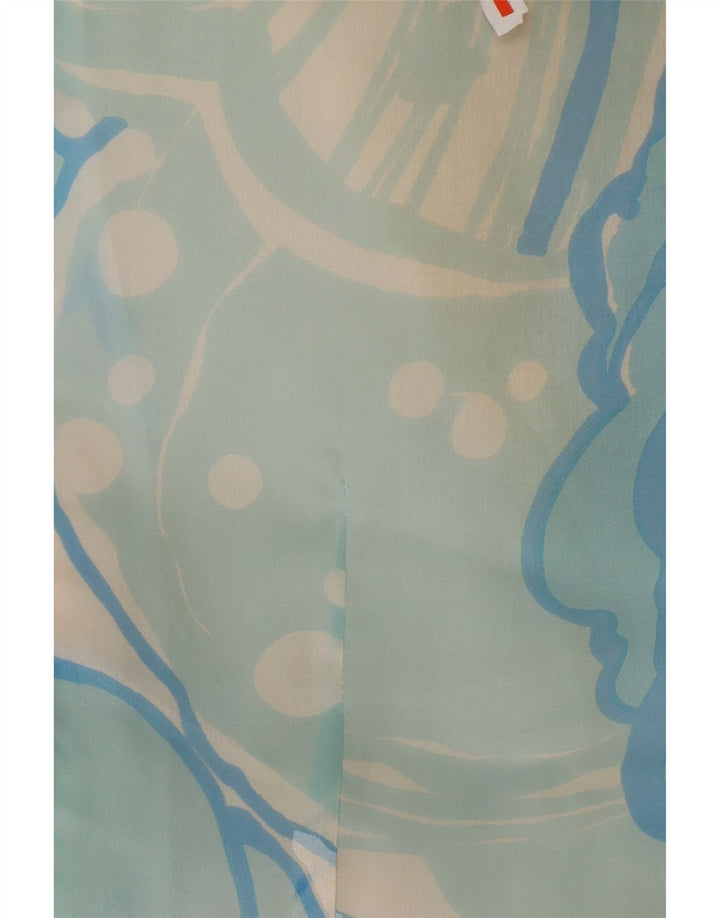 Vintage mujer manga larga Maxi vestido Reino Unido 12 azul medio floral