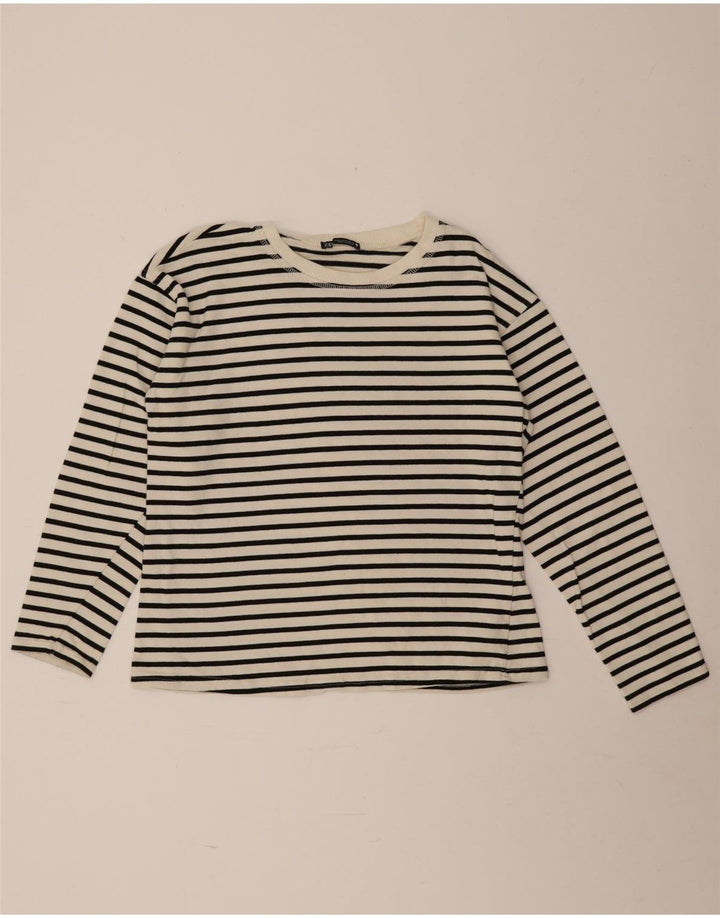 Zara Mujer Top Manga Larga UK 44 Mediano Rayas Negras
