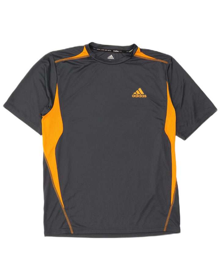 Adidas Hombre Climalite Camiseta Top Gris Medio Colorblock Poliéster