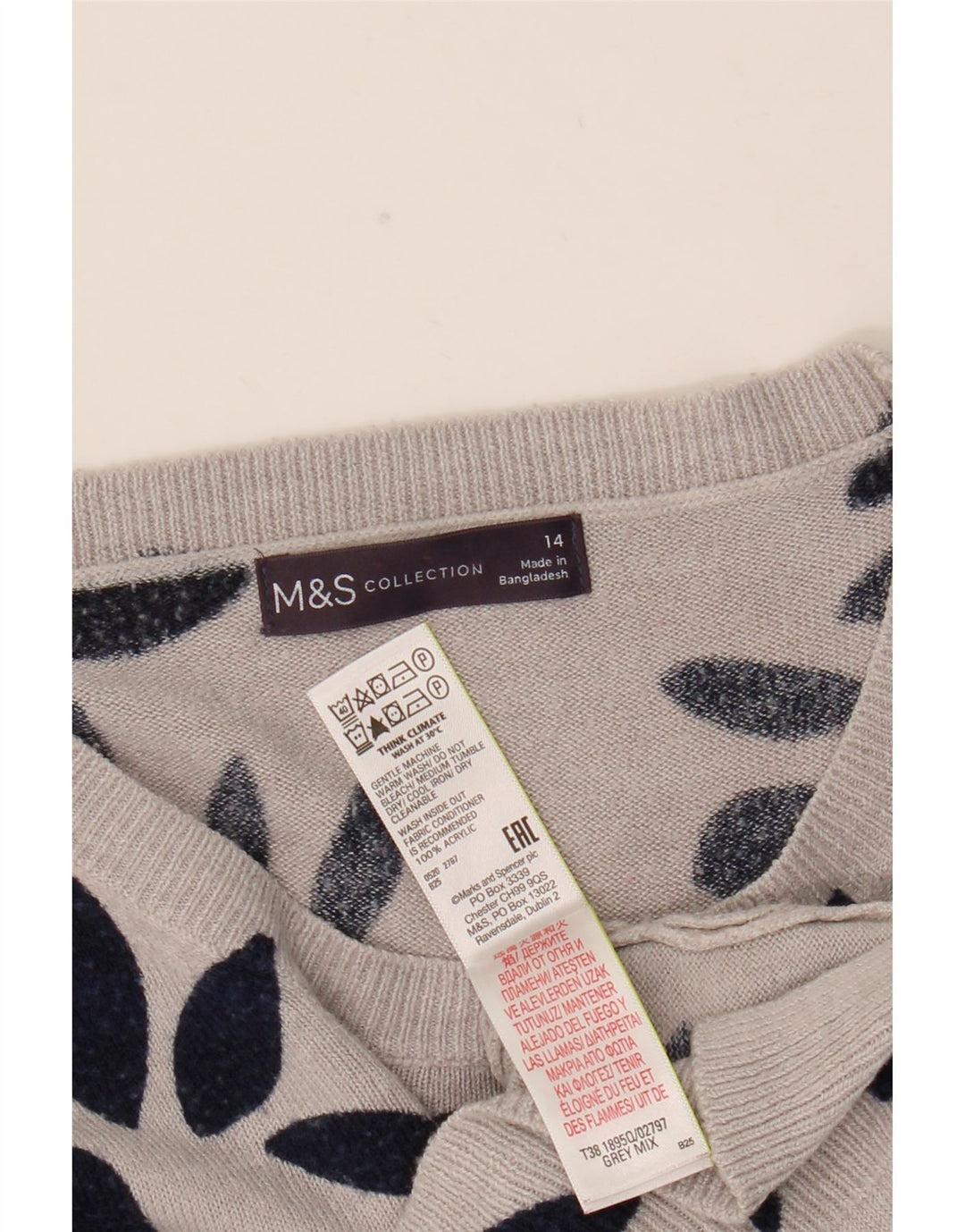 Marks & Spencer Jersey con cuello barco para mujer, talla 40, color gris grande