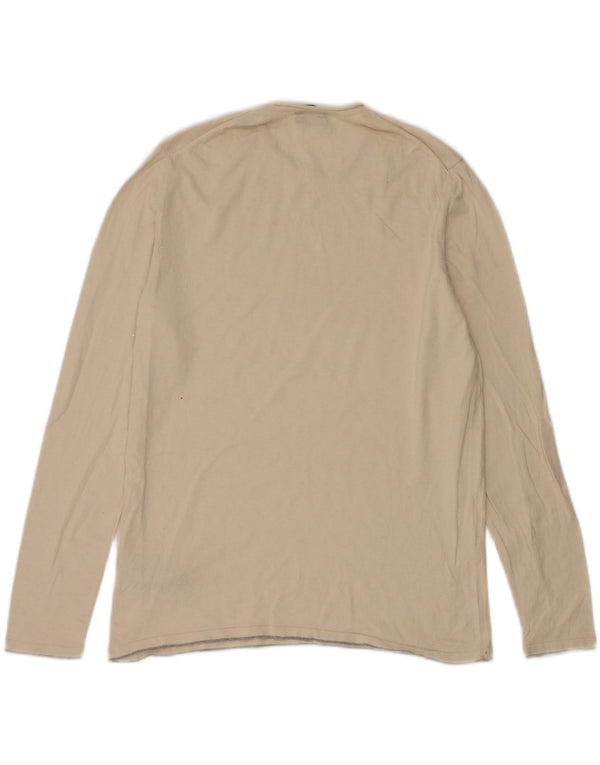 Massimo Dutti Womens Top Long Sleeve UK 18 XL Beige Cotton