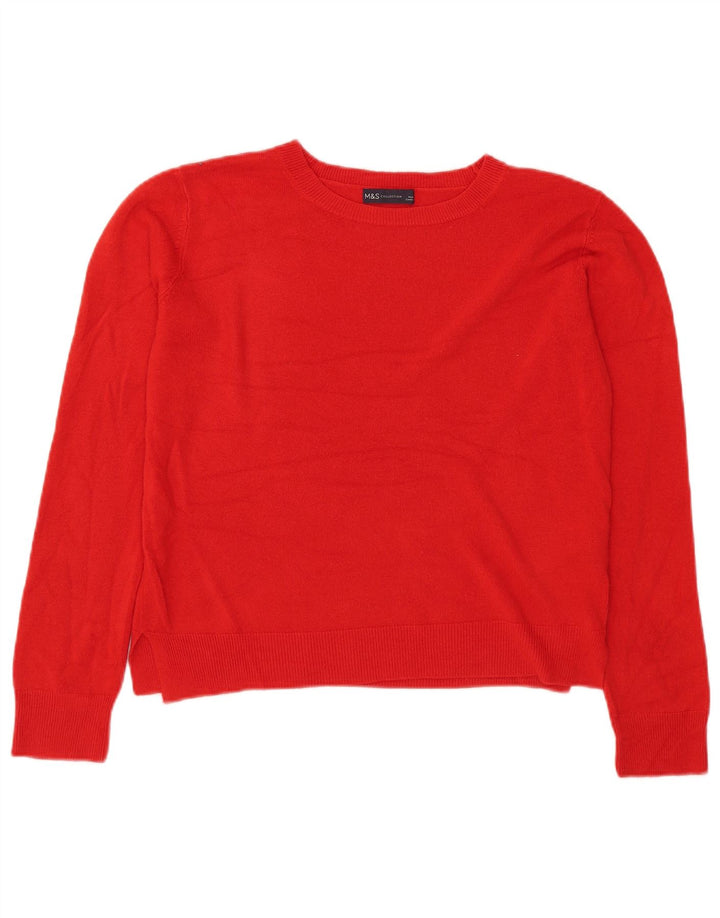 Marks & Spencer Jersey corto con cuello redondo para mujer, talla 40, talla M, color rojo