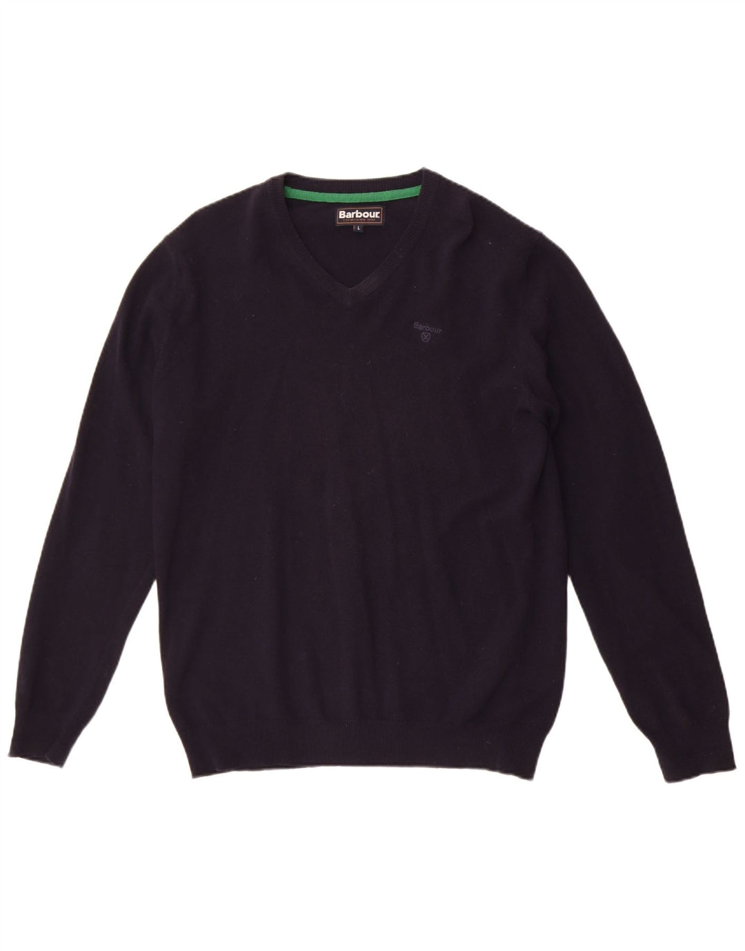 Barbour Jersey con cuello en V para hombre, suéter grande de lana azul marino