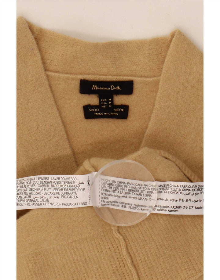 Massimo Dutti Suéter Cárdigan Corto para Mujer UK 42 Lana Beige Mediana
