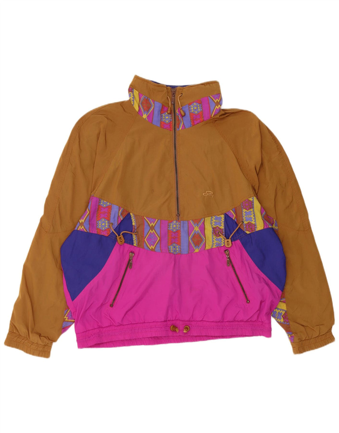 Chaqueta Anorak Extragrande Silvy Mujer IT 44 Bloque De Color Beige Medio
