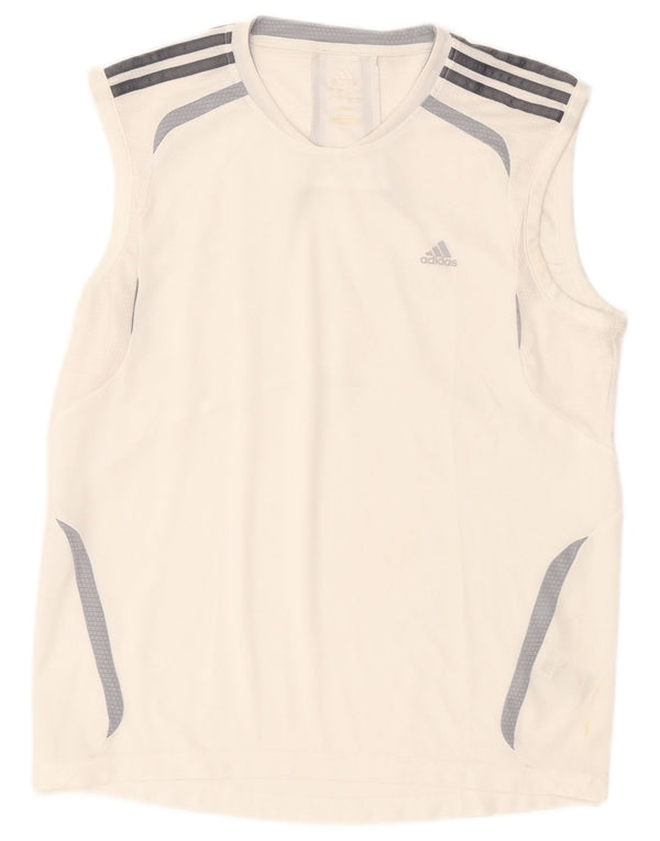 Adidas Mens Climalite Vest Top Grande Blanco Colorblock Poliéster