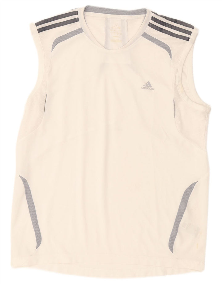 Adidas Mens Climalite Vest Top Grande Blanco Colorblock Poliéster