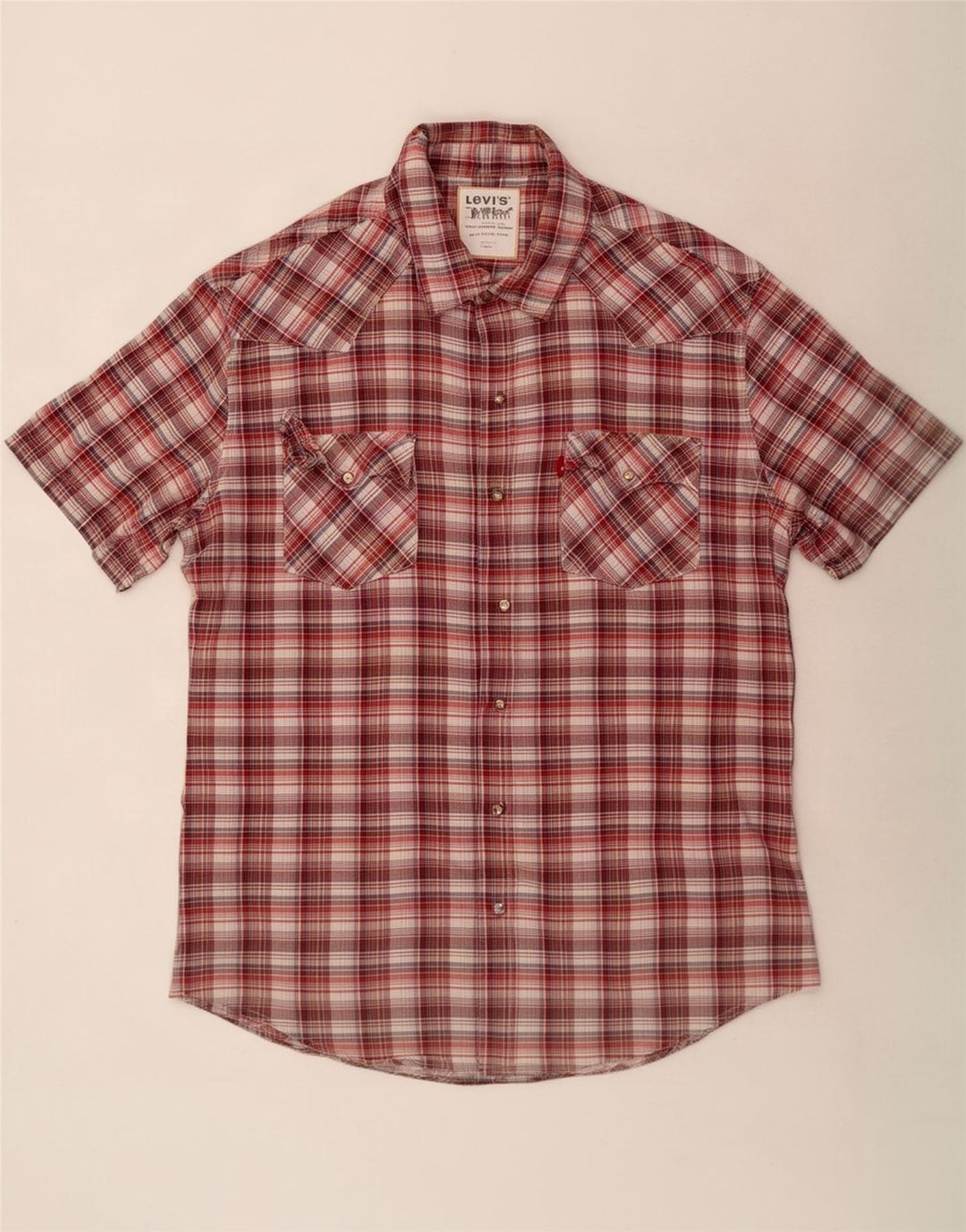 Camisa Levi's Hombre Manga Corta XL Algodón Cuadros Marrón