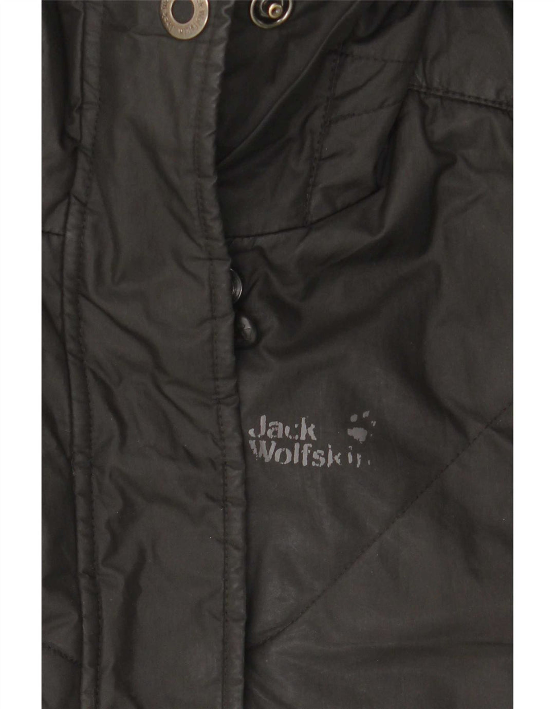 Jack Wolfskin Abrigo acolchado con capucha para mujer UK 10 Small Poliéster negro