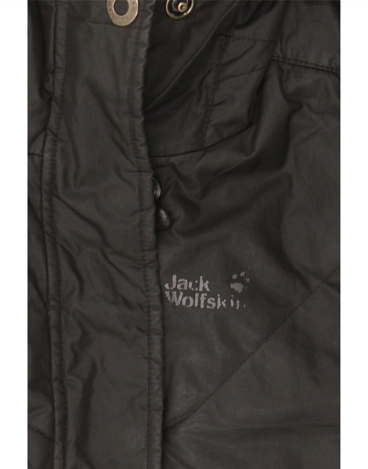 Jack Wolfskin Abrigo acolchado con capucha para mujer UK 10 Small Poliéster negro