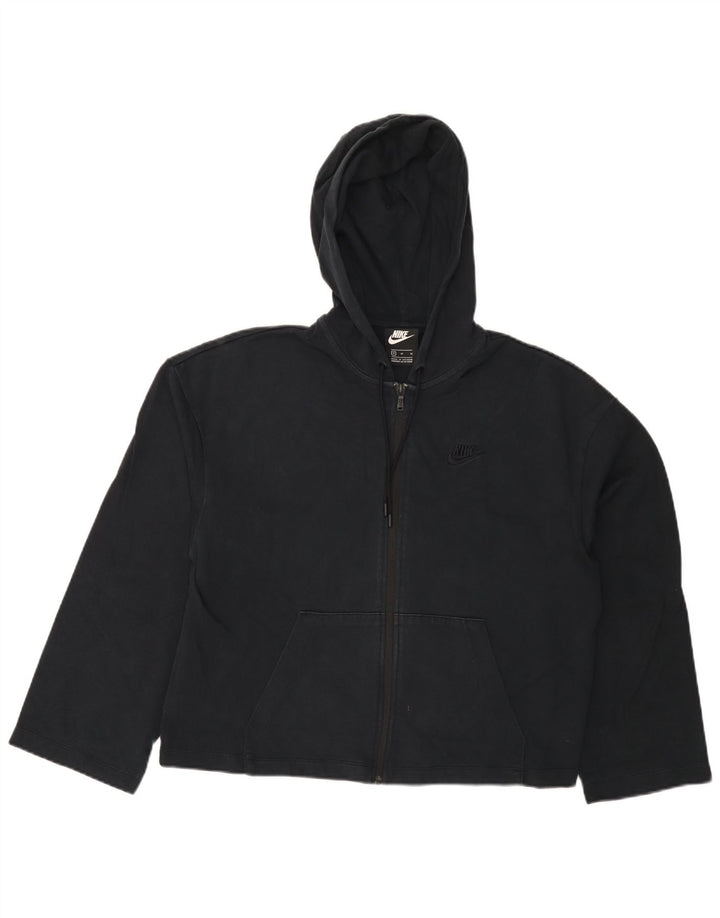 NIKE Sudadera con capucha y cremallera para mujer UK 12 Medium Black Cotton
