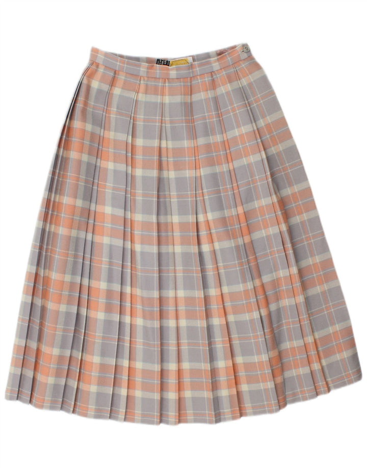 Vintage mujer cuchillo falda plisada Reino Unido 10 pequeño W26 multicolor nueva lana