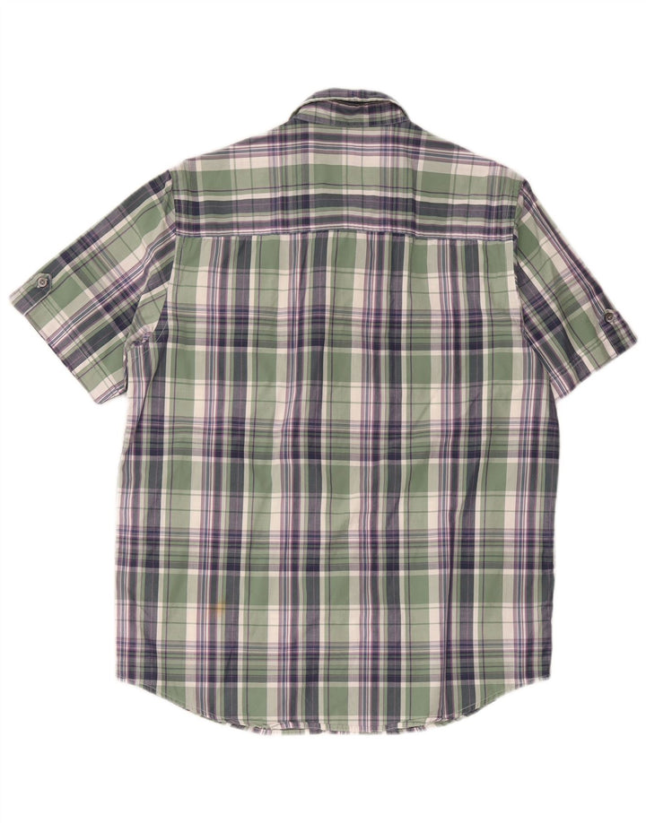 Camisa de manga corta para hombre John Lewis de algodón a cuadros verde medio