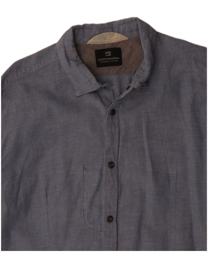SCOTCH & SODA Camisa Hombre Algodón Azul Medio