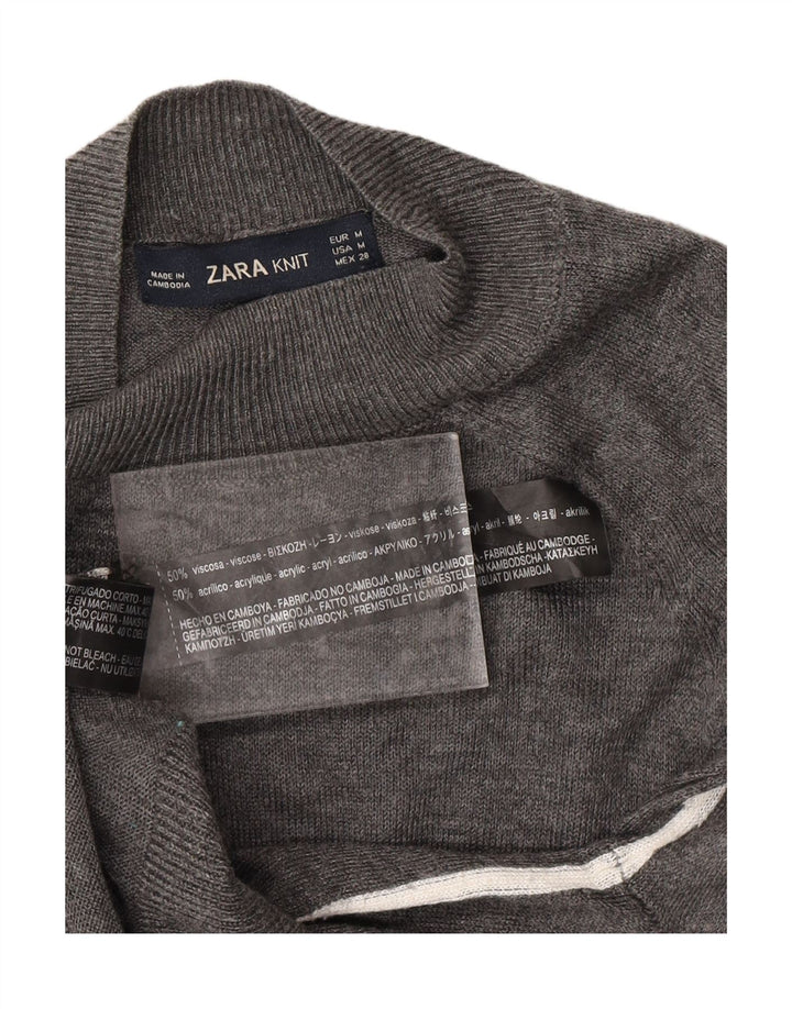 ZARA Jersey con cuello alto para mujer, talla 40, viscosa gris medio