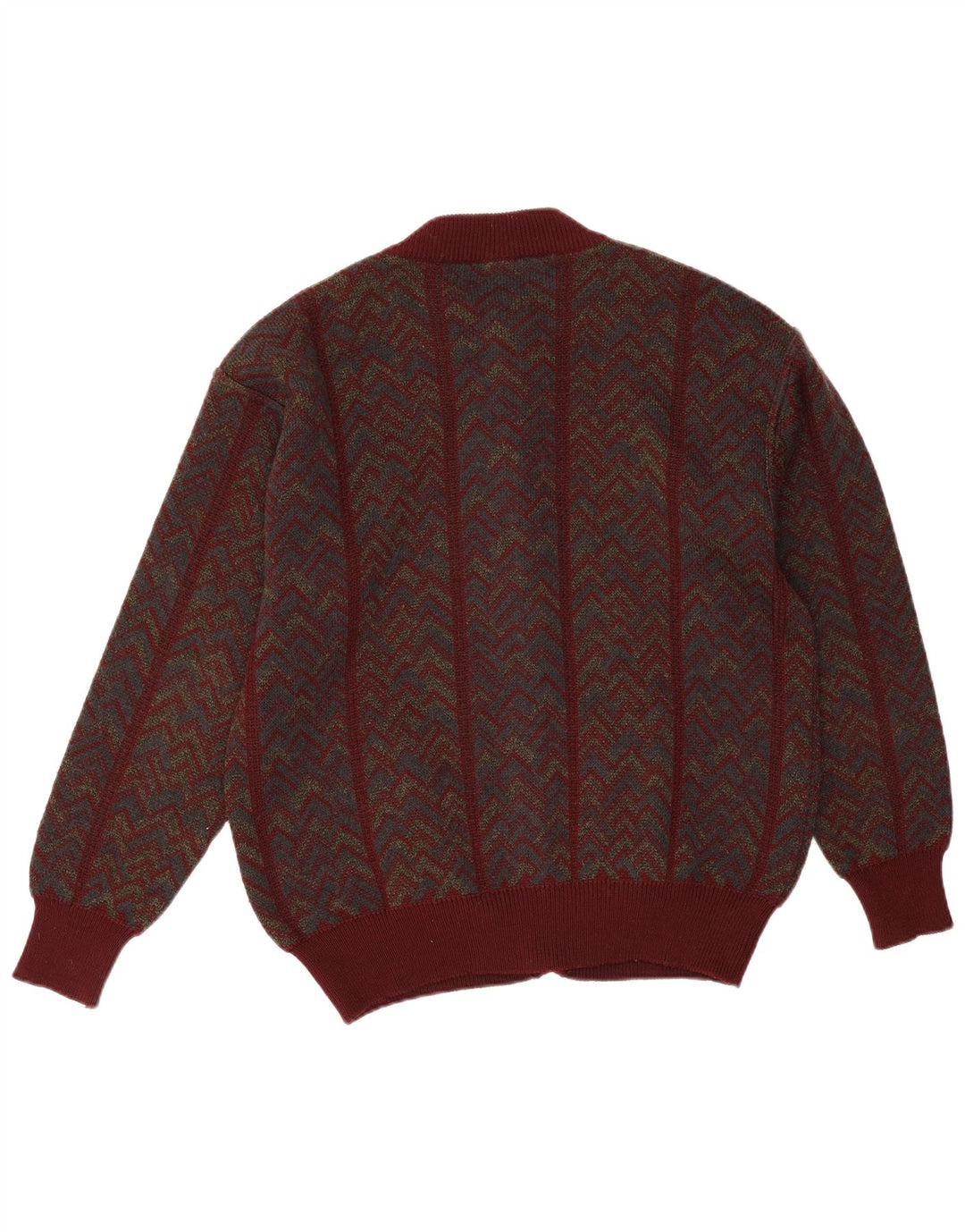 Mapier Cárdigan para hombre suéter grande de lana chevron burdeos