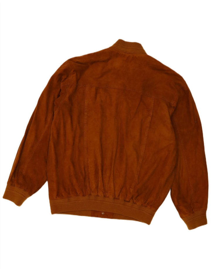 Vintage hombres ante bomber chaqueta Reino Unido 40 cuero marrón grande