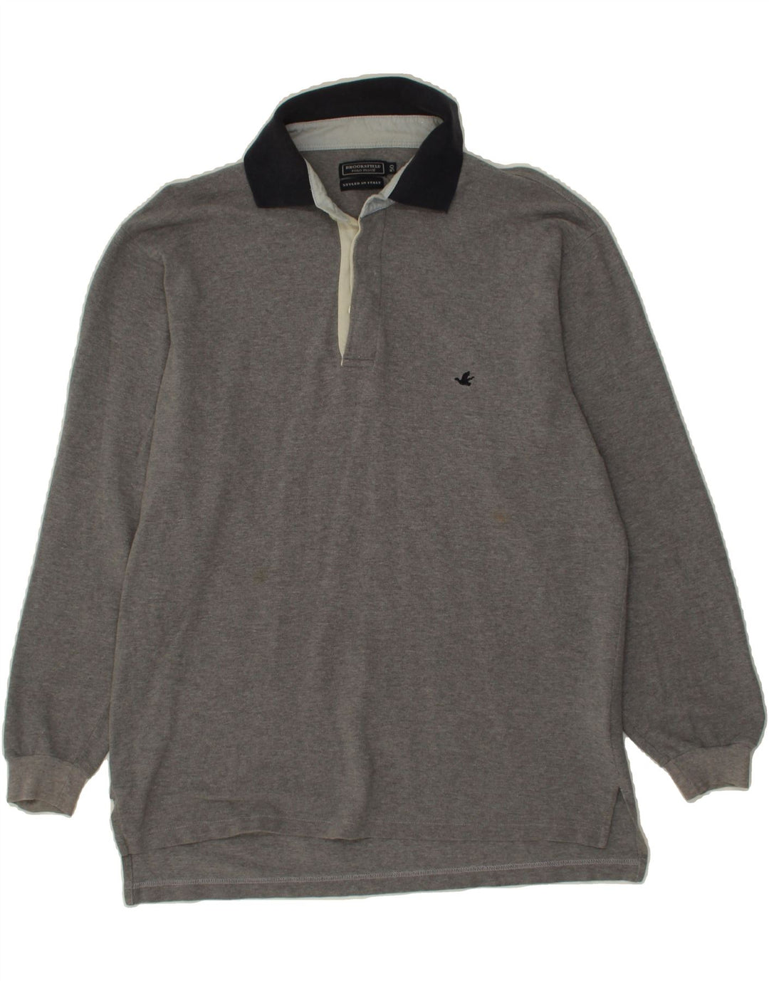 BROOKSFIELD Mens Long Sleeve Polo Shirt IT 50 Medium Grey Cotton Vintage Brooksfield and Second-Hand Brooksfield from Messina Hembry 