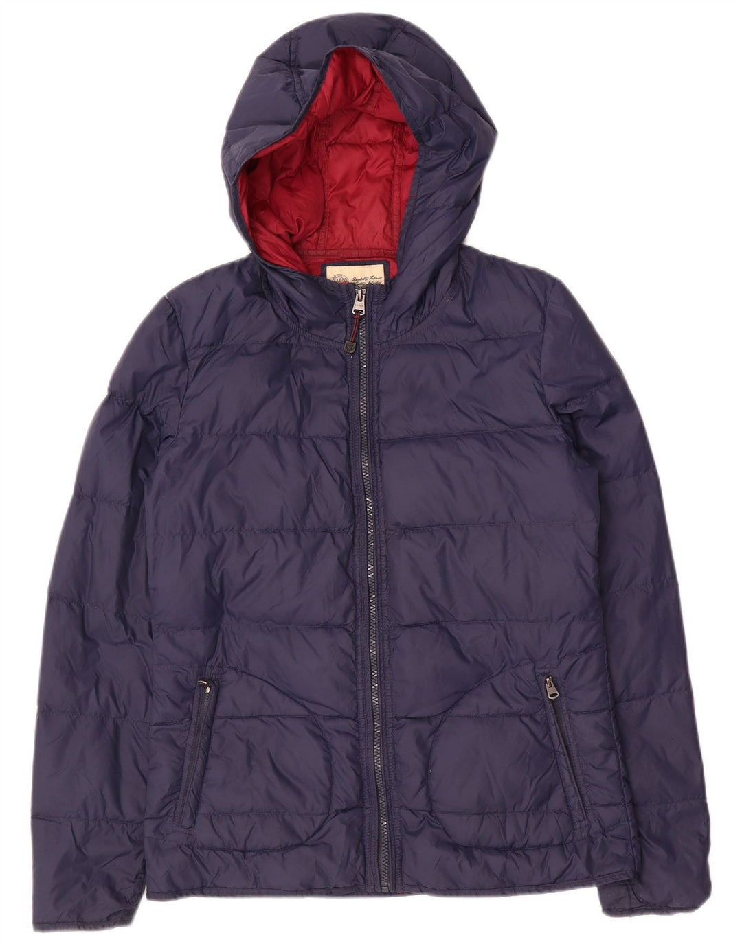 FAT FACE Chaqueta acolchada con capucha para mujer UK 10 Small Azul marino Nylon