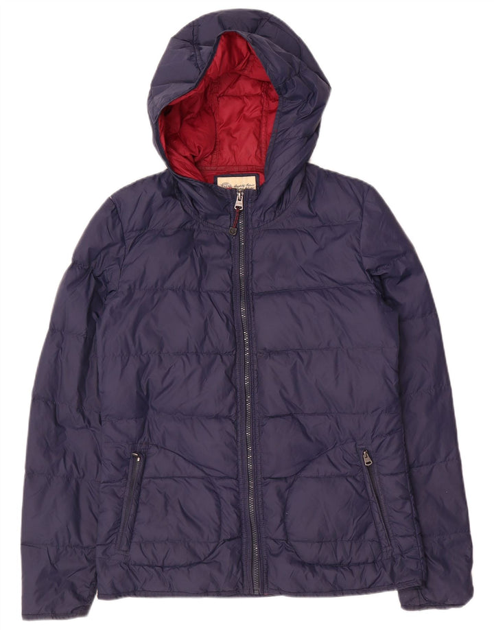FAT FACE Chaqueta acolchada con capucha para mujer UK 10 Small Azul marino Nylon