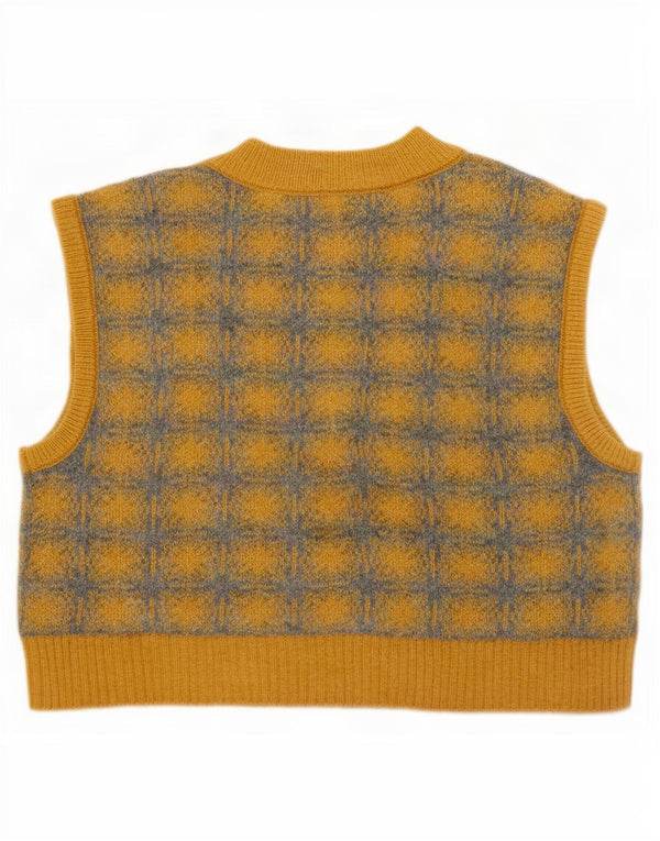 Zara Mujer Crop Oversize Chaleco Tank Top UK 10 Small Yellow Check