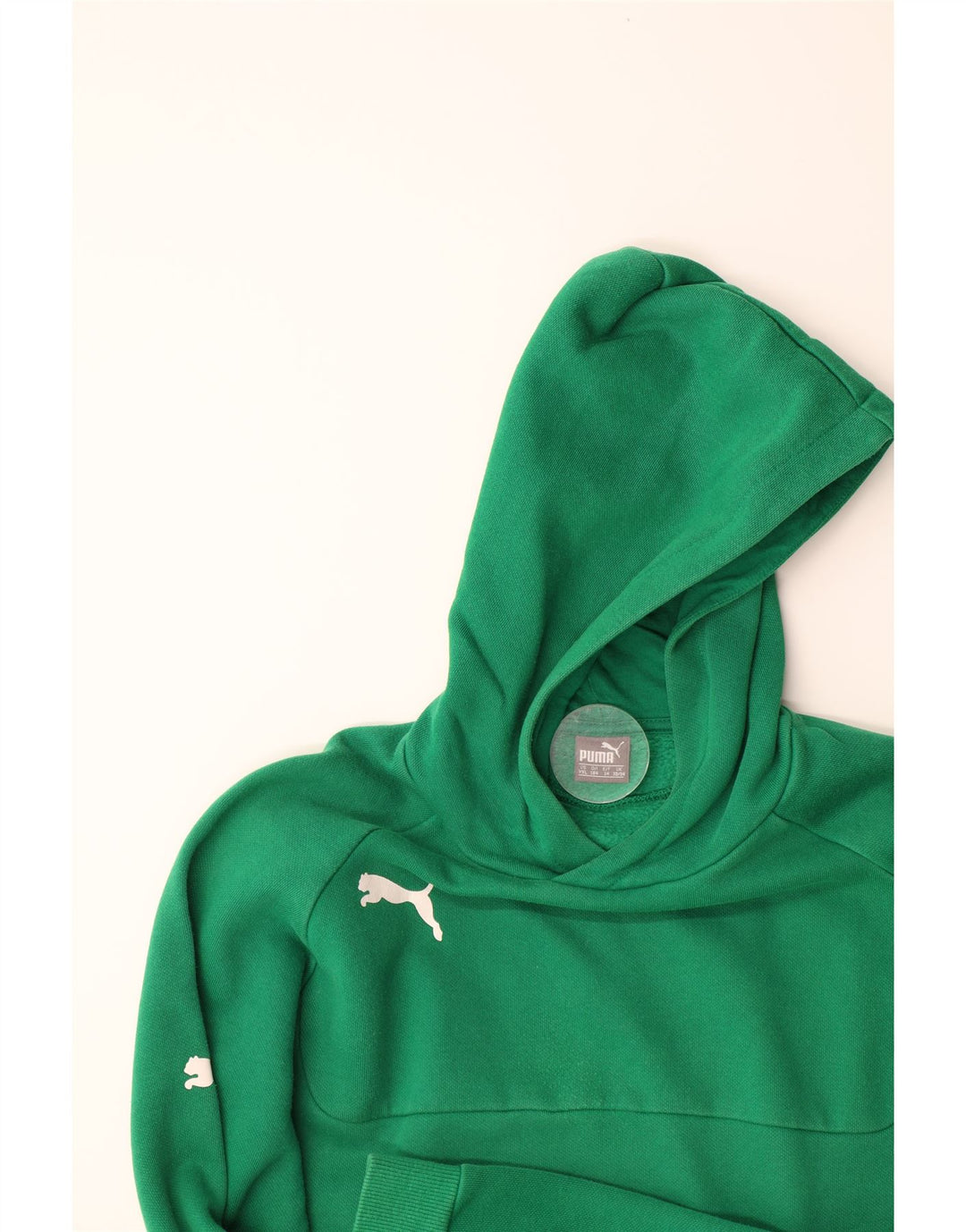 PUMA Boys Hoodie Jumper 13-14 Years Green Vintage Puma and Second-Hand Puma from Messina Hembry 