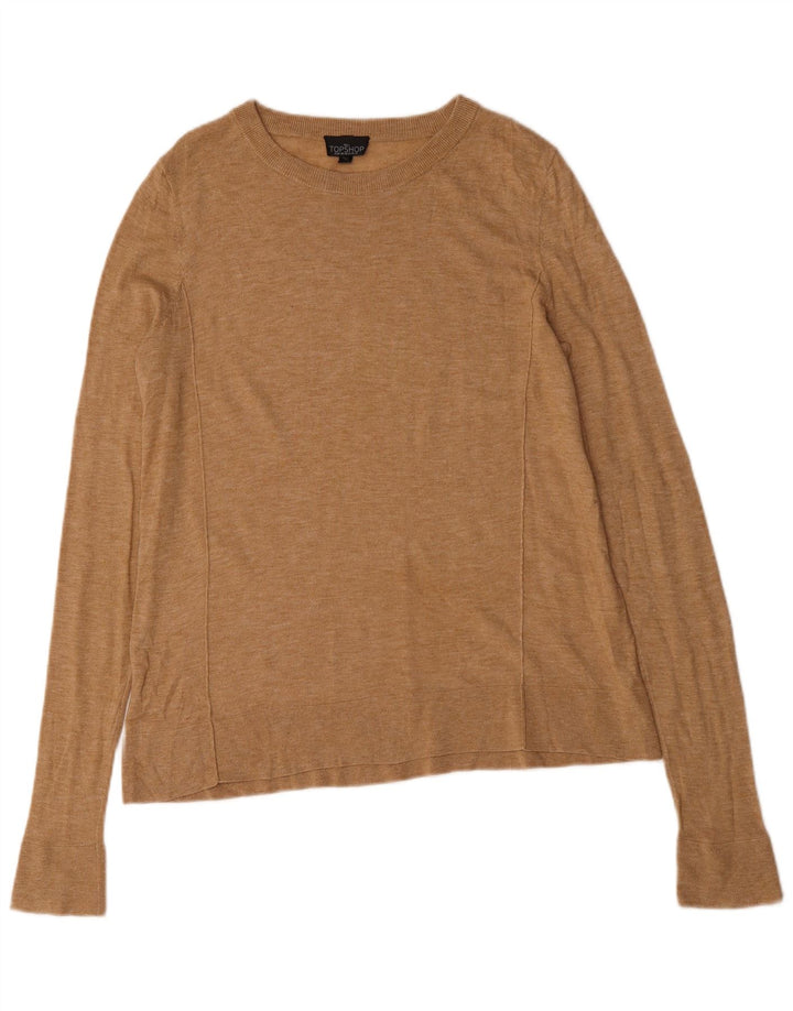 Topshop Top extragrande de manga larga para mujer UK 10 Small Beige