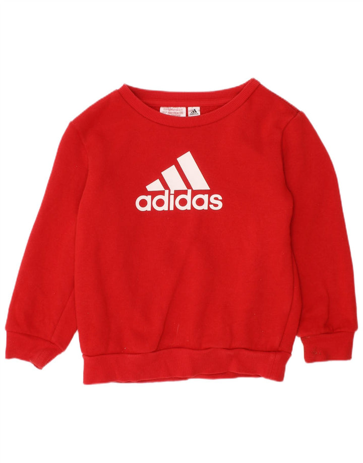 Adidas - Sudadera gráfica para niños (3-4 años, algodón), color rojo
