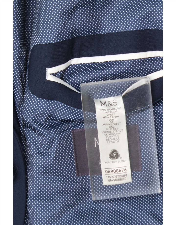 Marks & Spencer Chaqueta tipo blazer de 2 botones para hombre EU 56 3XL Lana azul marino